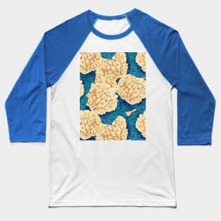 Hydrangea watercolor pattern, yellow and blue Baseball T-Shirt